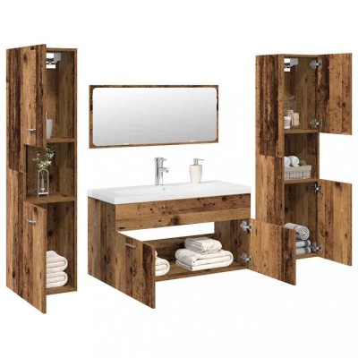 vidaXL Set mobilier de baie, 5 piese, lemn vechi, lemn prelucrat foto