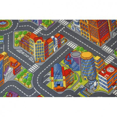 Covor copilăresc Strazi Big City gri, 150x500 cm foto