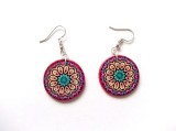cercei lemn cu mandala multicolor 45630