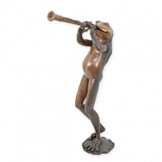 Broasca cu flaut-statueta din bronz TBB-33