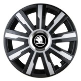 Cumpara ieftin Set 4 Capace Roti pentru Skoda Nou Alb-Negru, model Mirage, R15, SKODA