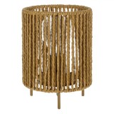 Lampă de Masă, Model Sfoară &Icirc;mpletită, Bază Metalică Aurie, 10 LED-uri, Fără Baterii, 12.5x17.5cm, Bej &Icirc;nchis, Oem