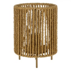 Lampă de Masă, Model Sfoară &Icirc;mpletită, Bază Metalică Aurie, 10 LED-uri, Fără Baterii, 12.5x17.5cm, Bej &Icirc;nchis