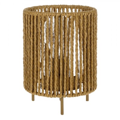 Lampă de Masă, Model Sfoară &amp;Icirc;mpletită, Bază Metalică Aurie, 10 LED-uri, Fără Baterii, 12.5x17.5cm, Bej &amp;Icirc;nchis foto