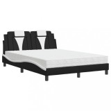 Cumpara ieftin Pat, Viana, cu saltea, negru si alb, 140x200 cm, piele ecologica