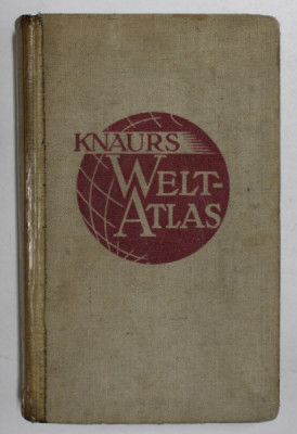 KNAURS WELT - ATLAS , 130 FARBIHE UND SCHWARZ HAUPT - UND NEBENKARTEN , 1938 , COTOR LIPIT CU SCOCI foto