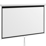 HOMCOM Ecran Proiector 100", 16:9, Montaj Perete/Tavan, Material Mat Premium, Blocare Automată, 221x124 cm, Alb | Aosom Romania