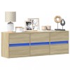 Gossi comoda tv de perete cu lumini led, stejar sonoma, 130x31x45 cm