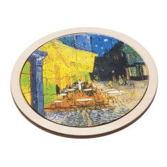 Puzzle arta rotund din lemn Cafe de Nuit, Fridolin