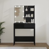 vidaXL Masă de toaletă cu LED, negru, 74,5x40x141 cm