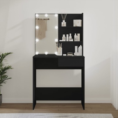 vidaXL Masă de toaletă cu LED, negru, 74,5x40x141 cm 808802 foto
