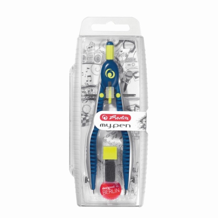 Compas my.pen, albastru inchis/lime