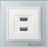 L-klass grey/3933 &ndash; Priza USB dubla 100-240v/2x1A/5,1v DC (rama sticla)