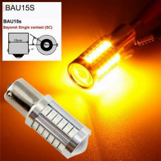 Led bec BAU15S PY21W 33 smd 5630 de culoare galben cu lupa foto