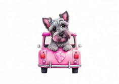 Sticker decorativ Catelus Miniature Schnauzer, Roz, 59 cm, 3548ST foto