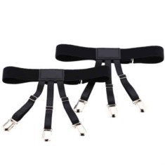 Suspensoare Edman anti-alunecare pentru camasa, negru, set 2 bucati