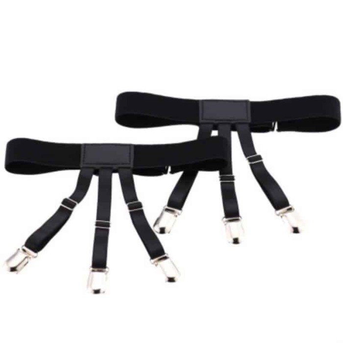 Suspensoare Edman anti-alunecare pentru camasa, negru, set 2 bucati