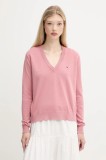 Tommy Jeans pulover de bumbac culoarea roz, light, DW0DW19888