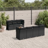 vidaXL Set mobilier de grădină cu perne, 8 piese, negru, poliratan 3255831