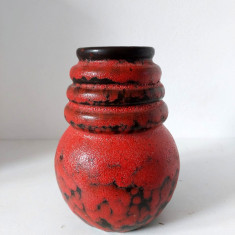 Vaza ceramica Scheurich West Germany 269-15, anii 70, Mid Century Fat Lava