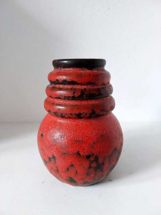 Vaza ceramica Scheurich West Germany 269-15, anii 70, Mid Century Fat Lava
