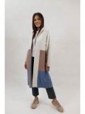 Cumpara ieftin Cardigan Lung Dama Tricot cu Gluga Byanca, Blocuri de Culoare, Toamna, Talie Unica (S-XL), Albastru