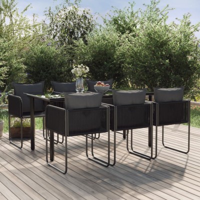 vidaXL Set de servit masa pentru grădină, 7 piese, negru foto