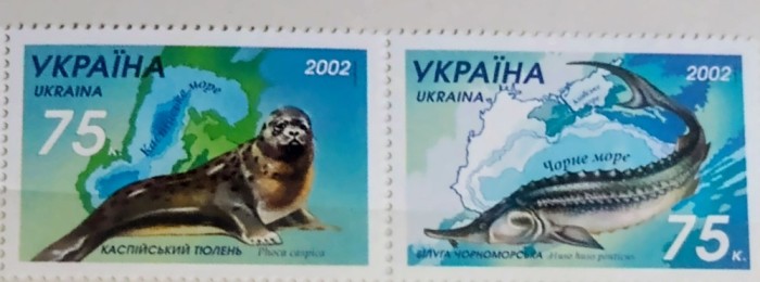 Ucraina 2002 pești , foca , fauna marina serie 2v nestampilat