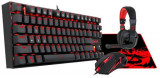 Kit Tastatura Gaming, Mouse Gaming, Mousepad si Casti Gaming Redragon Kumara + Centrophorus + Garuda + Archelon M