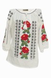 Bluza tip ie dama BN24, alb cocos/rosu ferrari, marime L