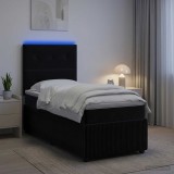 Cumpara ieftin Pat cu arcuri LED si saltea Negru 80 x 200 cm Catifea