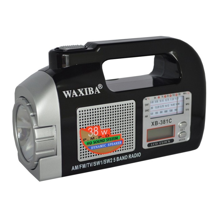 Radio portabil cu ceas Waxiba XB-381C, 5 benzi, lanterna Radio portabil cu ceas Waxiba XB-381C, 5 benzi, lanterna