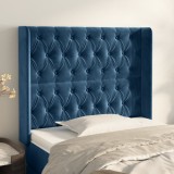 vidaXL Tăblie pat cu aripioare albastru &icirc;nchis 93x16x118/128cm catifea