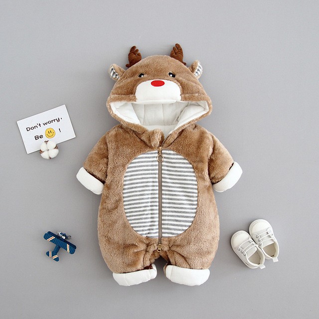 Combinezon plusat maro - Reindeer (Marime Disponibila: 6-9 luni (Marimea 19