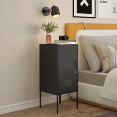 Noptiera, en.casa, PXSL-0152 Hausj&auml;rvi, 82 x 35 x 35 cm, otel, negru, cu usa cu incuietoare si 2 chei HausGarden Leisure