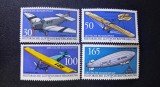 Germania RFG 1991 Istoria Transportului Aerian Poștal Avioane &amp; Dirijabil Graf Zeppelin Set Complet 4 Timbre MNH Neștampilat - Oref1