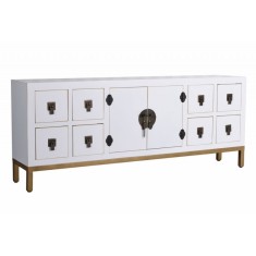 Comoda exotica TV din lemn masiv alb MYA030