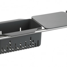 Organizator extensibill pentru chiuveta, Wenko, Caddy, 14 x 8 x 43.5/77.5 cm, plastic/inox, gri