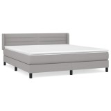Cumpara ieftin Pat continental cu saltea, gri deschis, 160x200 cm, textil