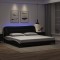 vidaXL Cadru de pat cu lumini LED negru/alb 200x200 cm piele ecologică 3213960