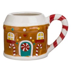 Cana de Craciun Casuta din Turta Dulce, ceramica, 360 ml