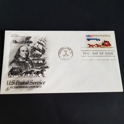 Plic Filatelic Philadelphia 1975. Bicentenar Poșta SUA, FDC Vintage! foto