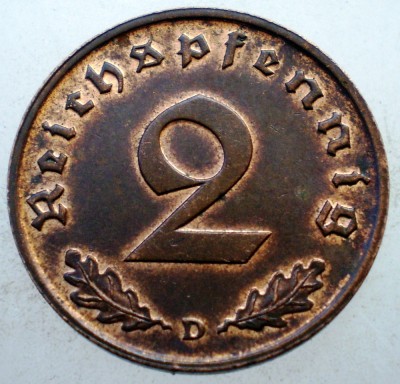 2.603 GERMANIA 2 REICHSPFENNIG 1937 D XF/AUNC foto