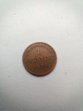 Moneda 1 Pfenning 1870 XF + Patina. Bavaria Germania
