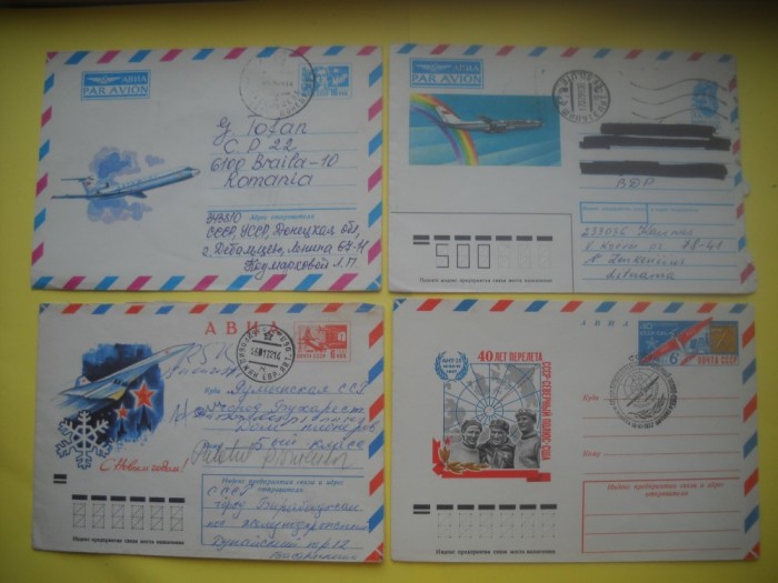 HOPCT PLIC S NR 930 SET 4 PLICURI-AVION /AVIOANE / AVIATIE - RUSIA -CIRCULAT