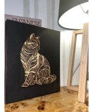 Tablou din Lemn &ndash; Design Artistic Pisică 3D, Oem