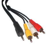 Cablu Jack 3.5 mm 4 canale A/V/Masa la 3x RCA 1.5m, Oem