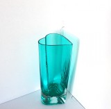 Vaza cased cristal, culoare egyptian teal, suflată manual &icirc;n mulaj - design Anu Pentik, Pentik Finlanda