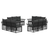 vidaXL Set de canapele de exterior cu pernă 12 pcs Negru și Gri &icirc;nchis 3437655