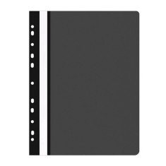 Dosare din Plastic cu Sina si Multiperforatii, 25 Buc/Set, 225x305 mm, Capacitate de 200 Coli, Culoare Neagra, Dosare din Plastic OFFICE Products, Dos foto